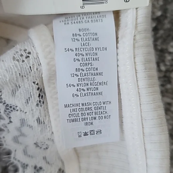 NWT Aerie Ribbed Eyelash Lace Trim Longline Bralette, Small, Color Heather Frost - Picture 12 of 13